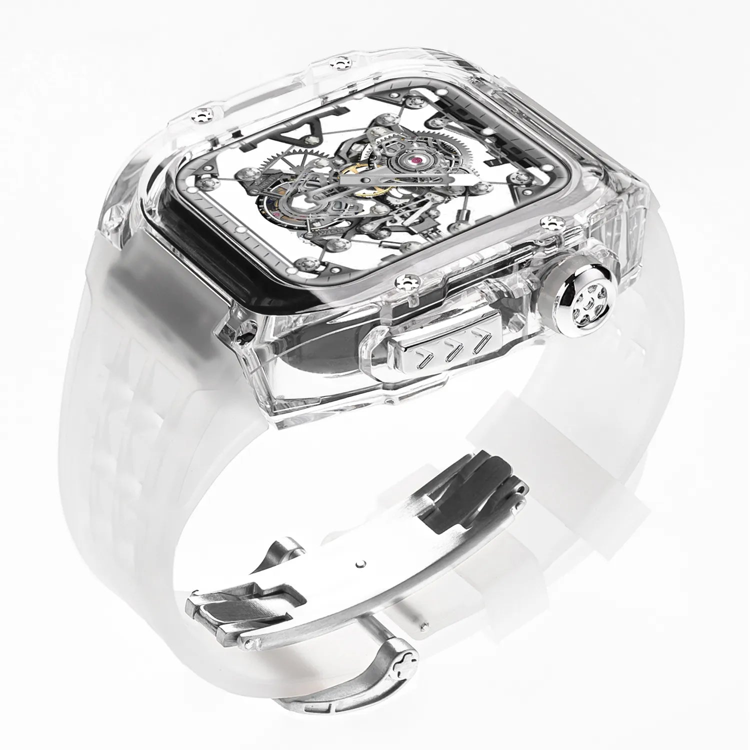Apple Watch Case - White Crystal Design case with 316 metal buttonsl