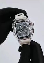 Load and play video in Gallery viewer, Apple Watch Case - White Crystal Design case with 316 metal buttonsl
