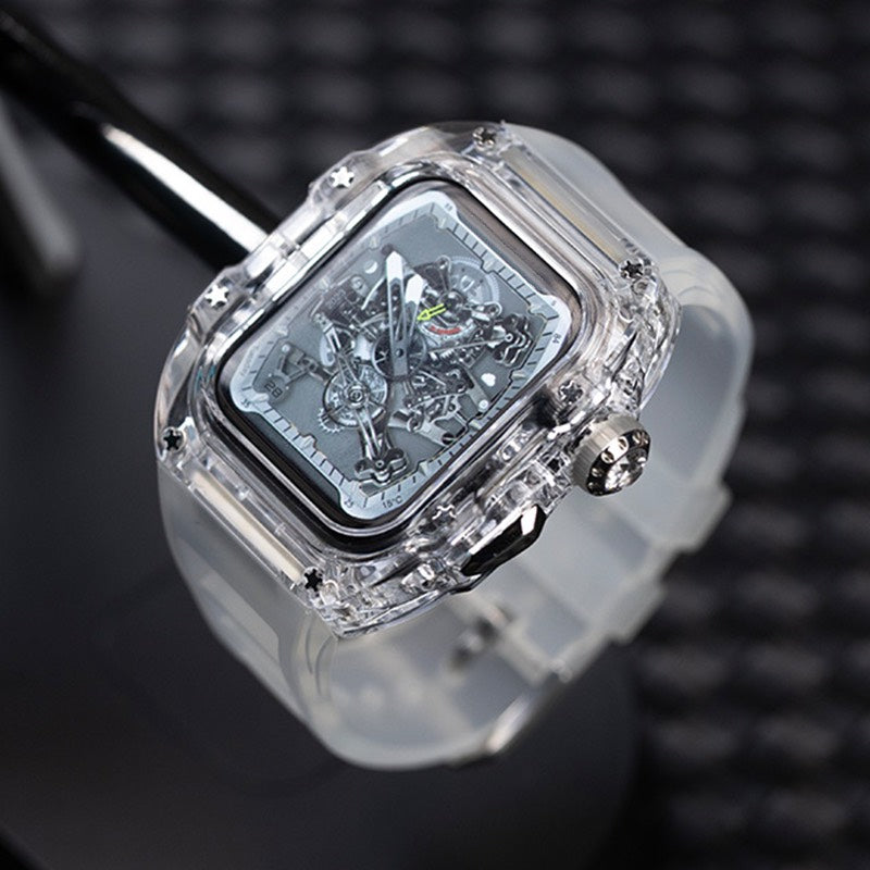 Apple Watch Case - White Crystal Design case with 316 metal buttonsl