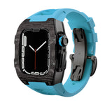 Load image into Gallery viewer, Apple Watch star screw  Case  -Carbon fibre &amp; titanium  blue strap
