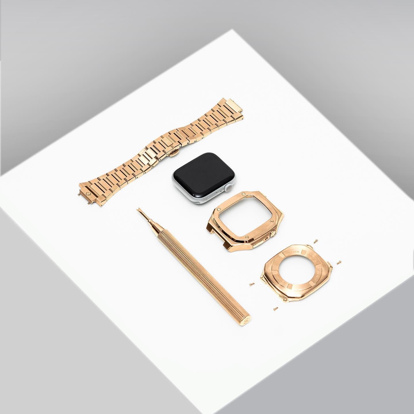 Apple watch Case -18K Rose Gold metal bracelet - ZIVRRI.COM