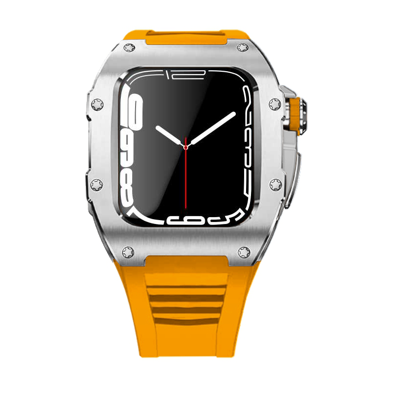 Apple Watch Case star screw Stainless steel Orange strap