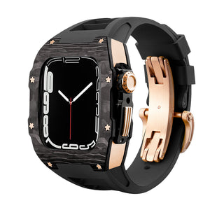 Apple Watch star screw  Case  -Carbon fibre & titanium  black strap