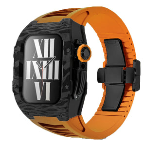 Apple Watch star screw  Case  -Carbon fibre & titanium  Orange
