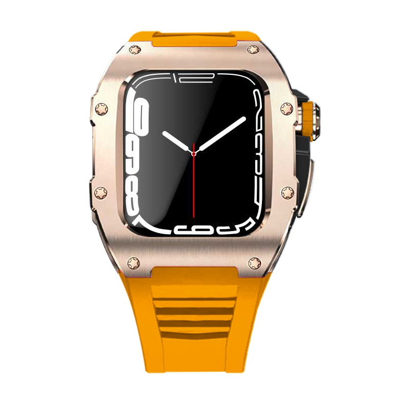 Apple Watch Case star screw Stainless steel Orange strap
