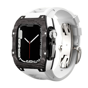 Apple Watch star screw  Case  -Carbon fibre & titanium  white