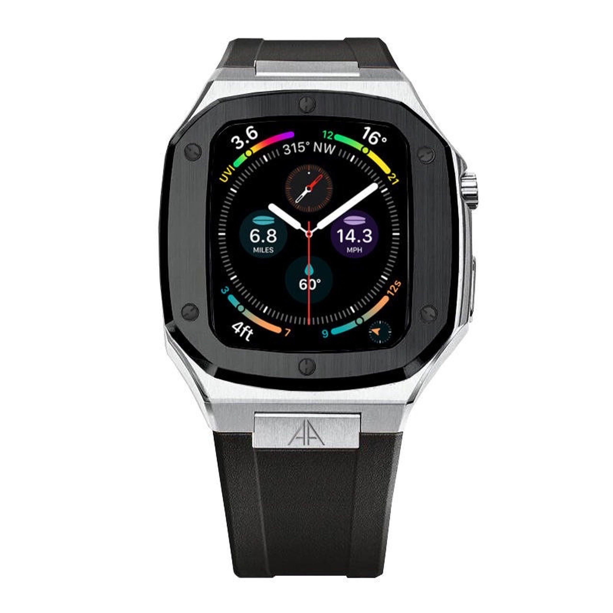 Apple Watch  Case Silver  Black Silicone - ZIVRRI.COM