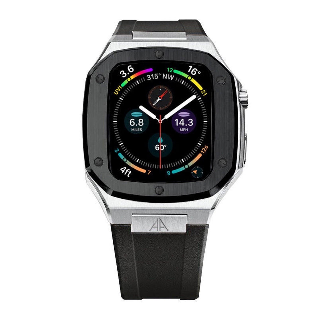 Apple Watch  Case Silver  Black Silicone - ZIVRRI.COM