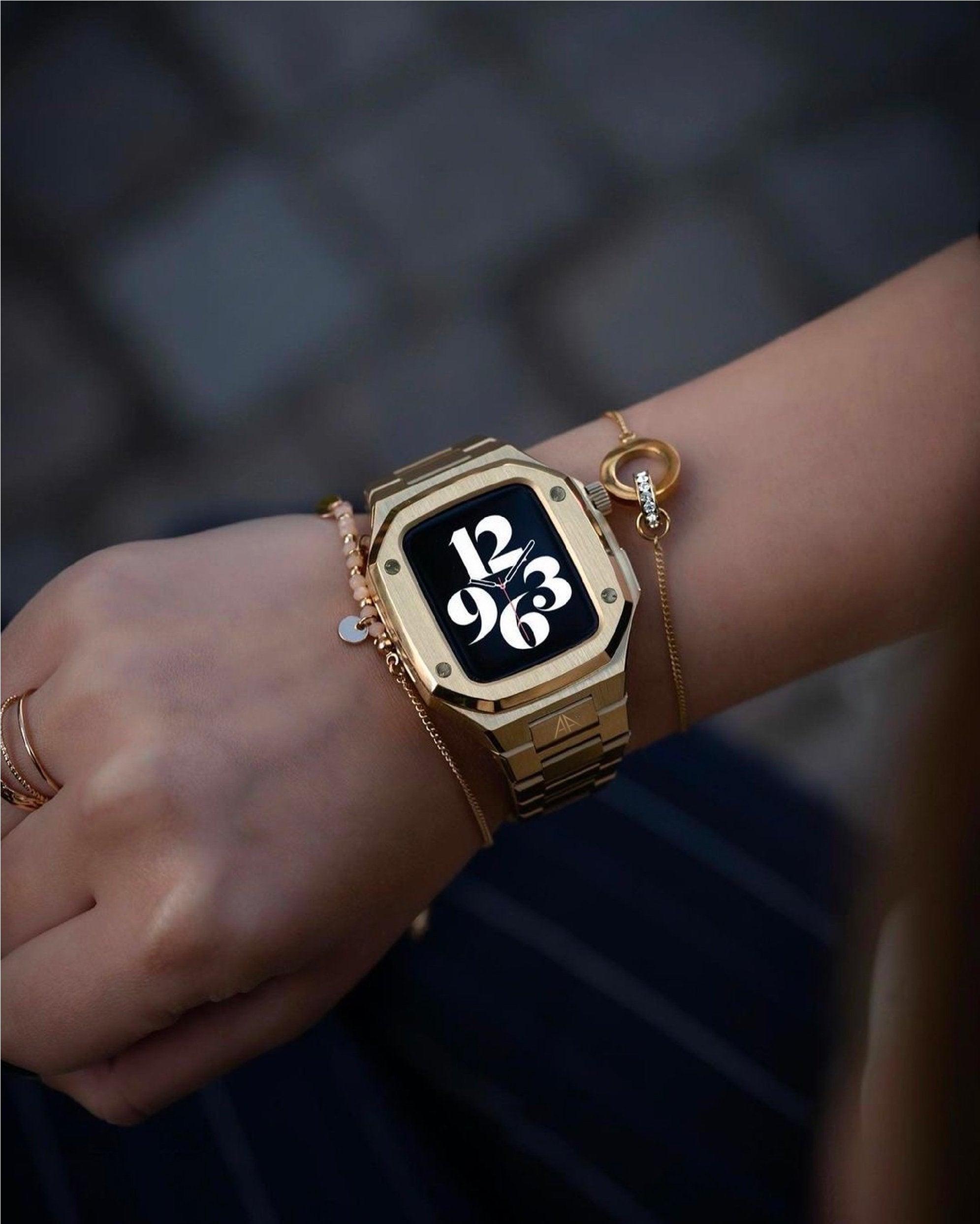 Apple watch Case -18K Rose Gold metal bracelet - ZIVRRI.COM