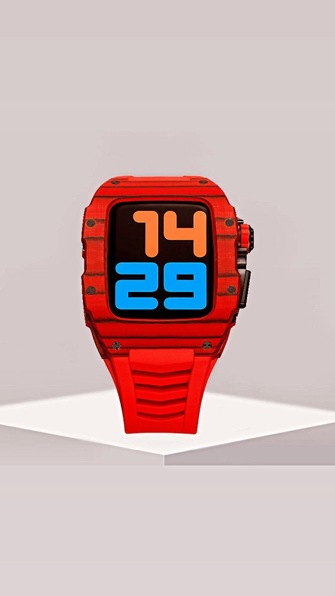 Apple Watch Case Red -Carbon fibre - ZIVRRI.COM