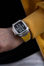 Load image into Gallery viewer, Apple Watch  Silver case  Yellow Leather Strap
